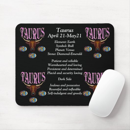 Taurus Birth Sign Zodiac Mouse Pad Muismat (Met muis)