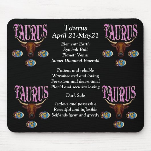 Taurus Birth Sign Zodiac Mouse Pad Muismat (Voorkant)