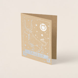 Taurus Birthday   Elegant Astrology Zodiac Silver Folie Kaarten