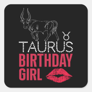 Taurus Birthday Girl Vierkante Sticker