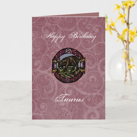 Taurus Birthday Kaart (Gele Bloem)
