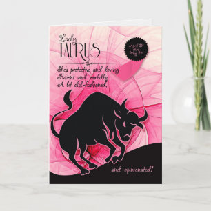 Taurus Birthday voor haar roze 21 april en 21 mei Kaart