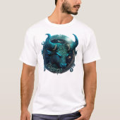 Taurus Blauwgroen en Black Waterverf Zodiac Mannen T-shirt (Voorkant)