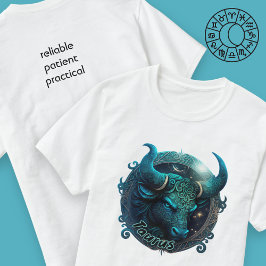 Taurus Blauwgroen en Black Waterverf Zodiac Mannen T-shirt