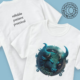 Taurus Blauwgroen en Zwarte Waterverf Zodiac T-Shi T-shirt