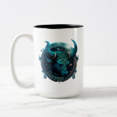 Taurus Blauwgroen en Zwarte Waterverf Zodiac Tweekleurige Koffiemok (Links)