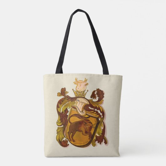 Taurus - bruin en gouden wapenschild tote bag (Achterkant)