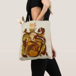 Taurus - bruin en gouden wapenschild tote bag
