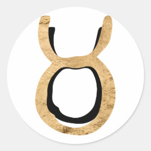 Taurus bull gehammerd goud zwart zodiaal symbool ronde sticker