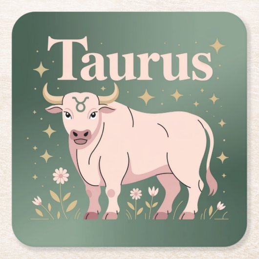 Taurus Bull Starry Flowers Onderzetter Set (Voorkant)