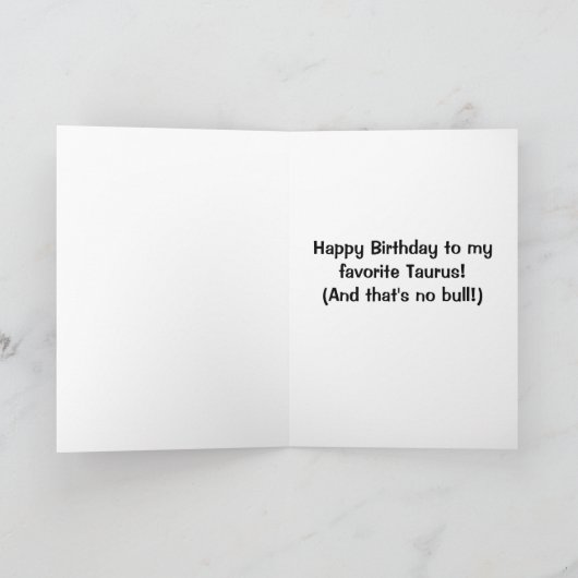 Taurus Bull Verjaardag Kaart (Binnen)