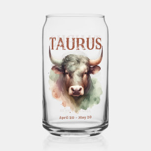 Taurus Bull Waterverf sterrenbeeld Verjaardag Blikvorm Glas