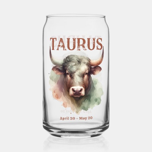 Taurus Bull Waterverf sterrenbeeld Verjaardag Blikvorm Glas (Achterkant)