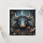 Taurus Bull Zodiac Astrology Celestial Birthday Kaart (Voorkant / Achterkant in situ)