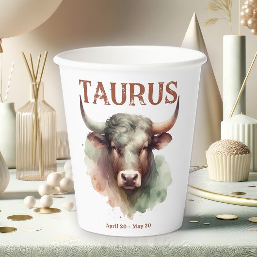 Taurus Bull Zodiac thema verjaardagsfeestje Papieren Bekers