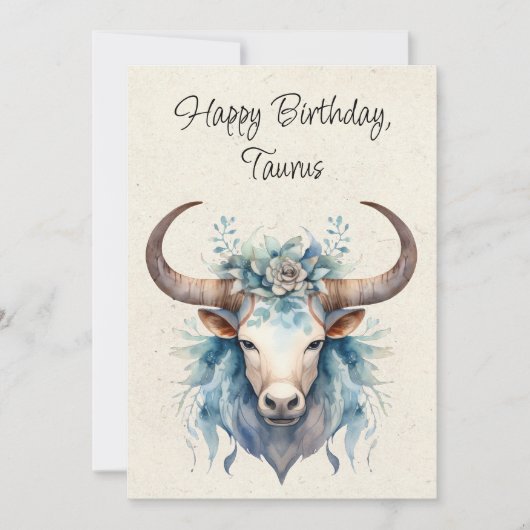 Taurus Bull Zodiac Waterverf Verjaardag Kaart (Voorkant)