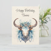 Taurus Bull Zodiac Waterverf Verjaardag Kaart (Staand voorkant)