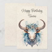 Taurus Bull Zodiac Waterverf Verjaardag Kaart (Voorkant / Achterkant)