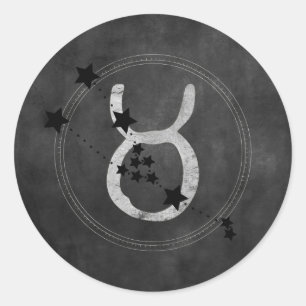 Taurus bull zwarte sterren Silver Zodiac-symbool Ronde Sticker