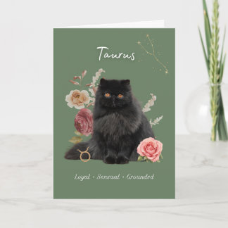 Taurus Cat Birthday Card Kaart