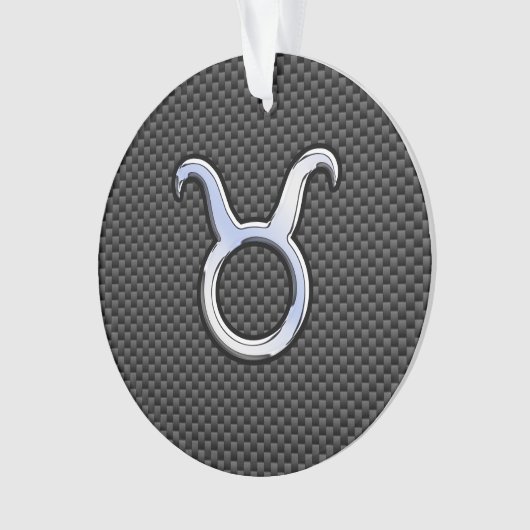 Taurus Chrome als Zodiab-teken op koolstofvezel Ornament (voorkant)