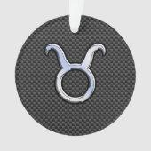 Taurus Chrome als Zodiab-teken op koolstofvezel Ornament (voorkant)