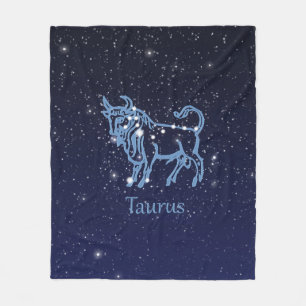 Taurus Constellation and Zodiac Sign with Stars Fleece Deken