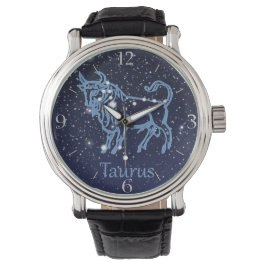 Taurus Constellation and Zodiac Sign with Stars Horloge