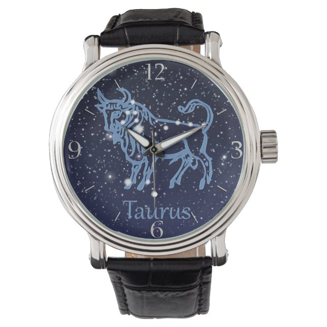 Taurus Constellation and Zodiac Sign with Stars Horloge (Voorkant)
