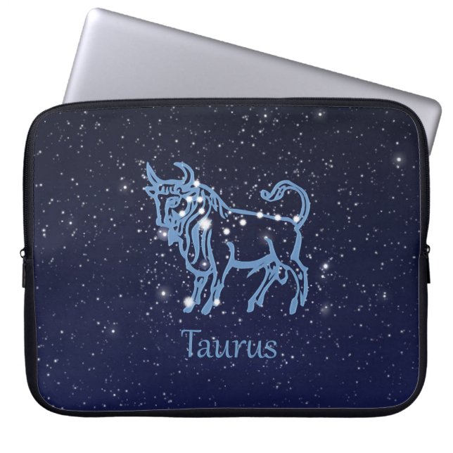 Taurus Constellation and Zodiac Sign with Stars Laptop Sleeve (Voorkant)