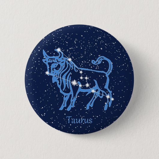 Taurus Constellation and Zodiac Sign with Stars Ronde Button 5,7 Cm (Voorkant)
