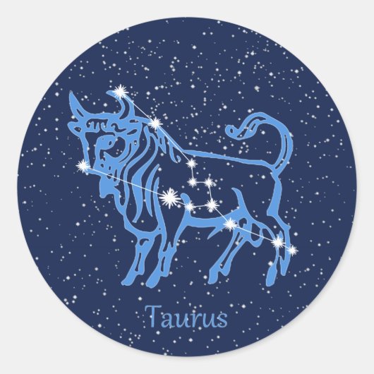 Taurus Constellation and Zodiac Sign with Stars Ronde Sticker (Voorkant)