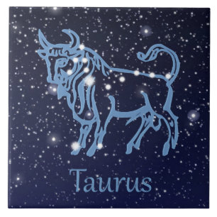Taurus Constellation and Zodiac Sign with Stars Tegeltje
