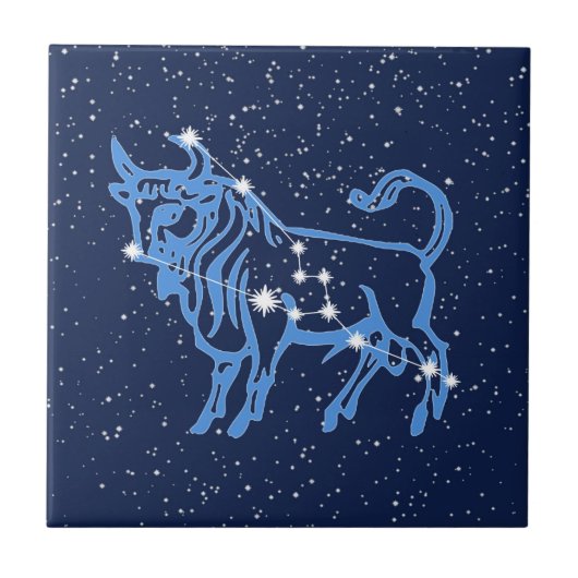 Taurus Constellation en Sun Sign with Stars Tegeltje (Voorkant)
