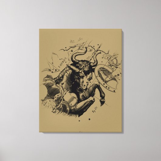 Taurus Constellation Hevelius 1690 Engraving Canvas Afdruk (Voorkant)