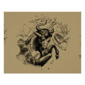 Taurus Constellation Hevelius 1690 Engraving Foto Afdruk (Voorkant)