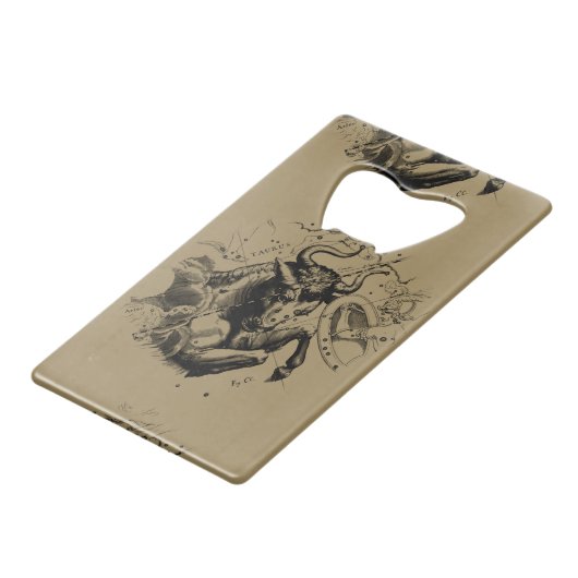 Taurus Constellation Map door Hevelius circa 1690 Creditkaart Flessenopener (Voorkant Gekanteld)