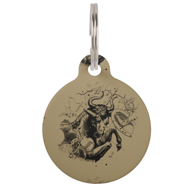Taurus Constellation Map door Hevelius circa 1690 Huisdierpenning (Achterkant)