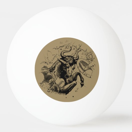 Taurus Constellation Map door Hevelius circa 1690 Pingpongbal (Achterkant)