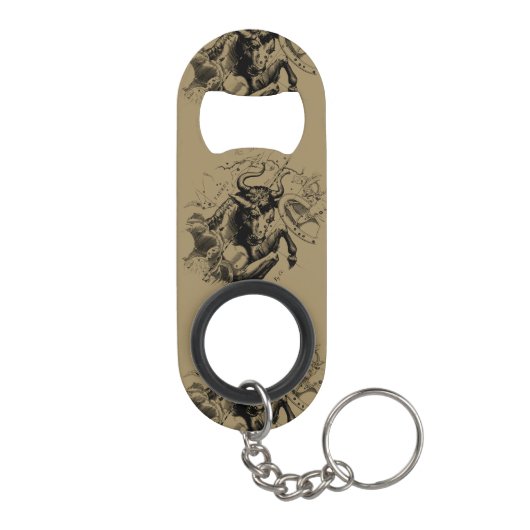 Taurus Constellation Map door Hevelius circa 1690 Sleutelhanger Flessenopener (Achterkant)