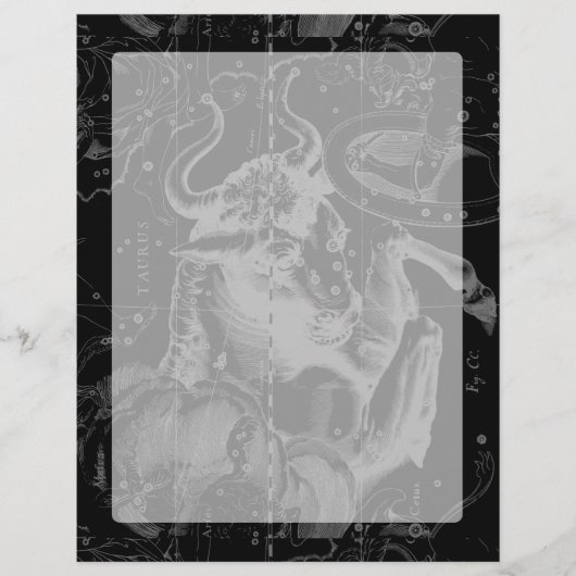 Taurus Constellation Map Hevelius 1690 op zwart (Voorkant)