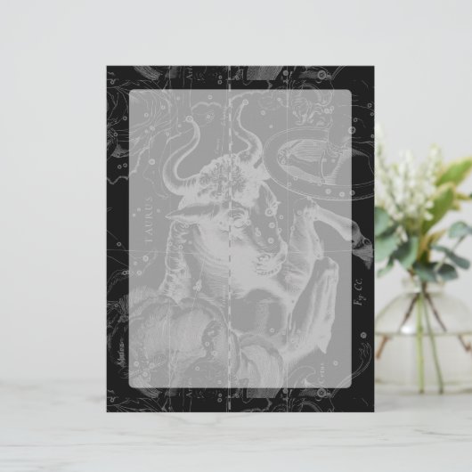 Taurus Constellation Map Hevelius 1690 op zwart (Staand voorkant)