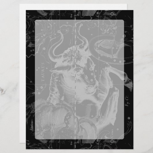 Taurus Constellation Map Hevelius 1690 op zwart (Voorkant / Achterkant)