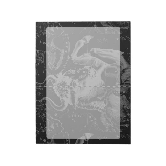 Taurus Constellation Map Hevelius 1690 op zwart Notitieblok (Linkerzijde)