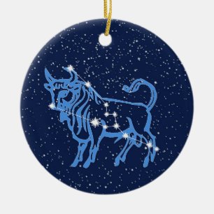 Taurus Constellation & Zodiac Sign met sterren Keramisch Ornament