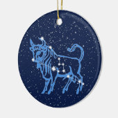 Taurus Constellation & Zodiac Sign met sterren Keramisch Ornament (Links)