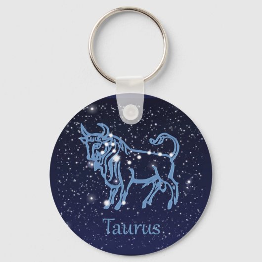 Taurus Constellation & Zodiac Sign met sterren Sleutelhanger (Voorkant)
