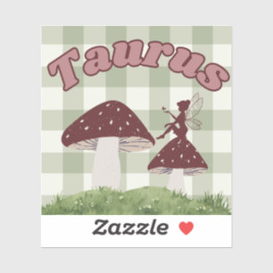 Taurus Cottagecore Esthetische Fairy Mushroom Art Sticker