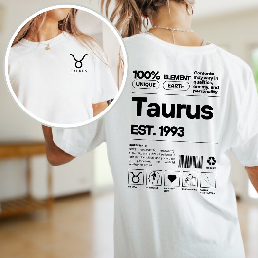 Taurus Custom Zodiac Astrologie Verjaardag Mei T-shirt