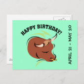 Taurus de Bull Artistic Zodiac Sign Illustration Briefkaart (Voorkant / Achterkant)